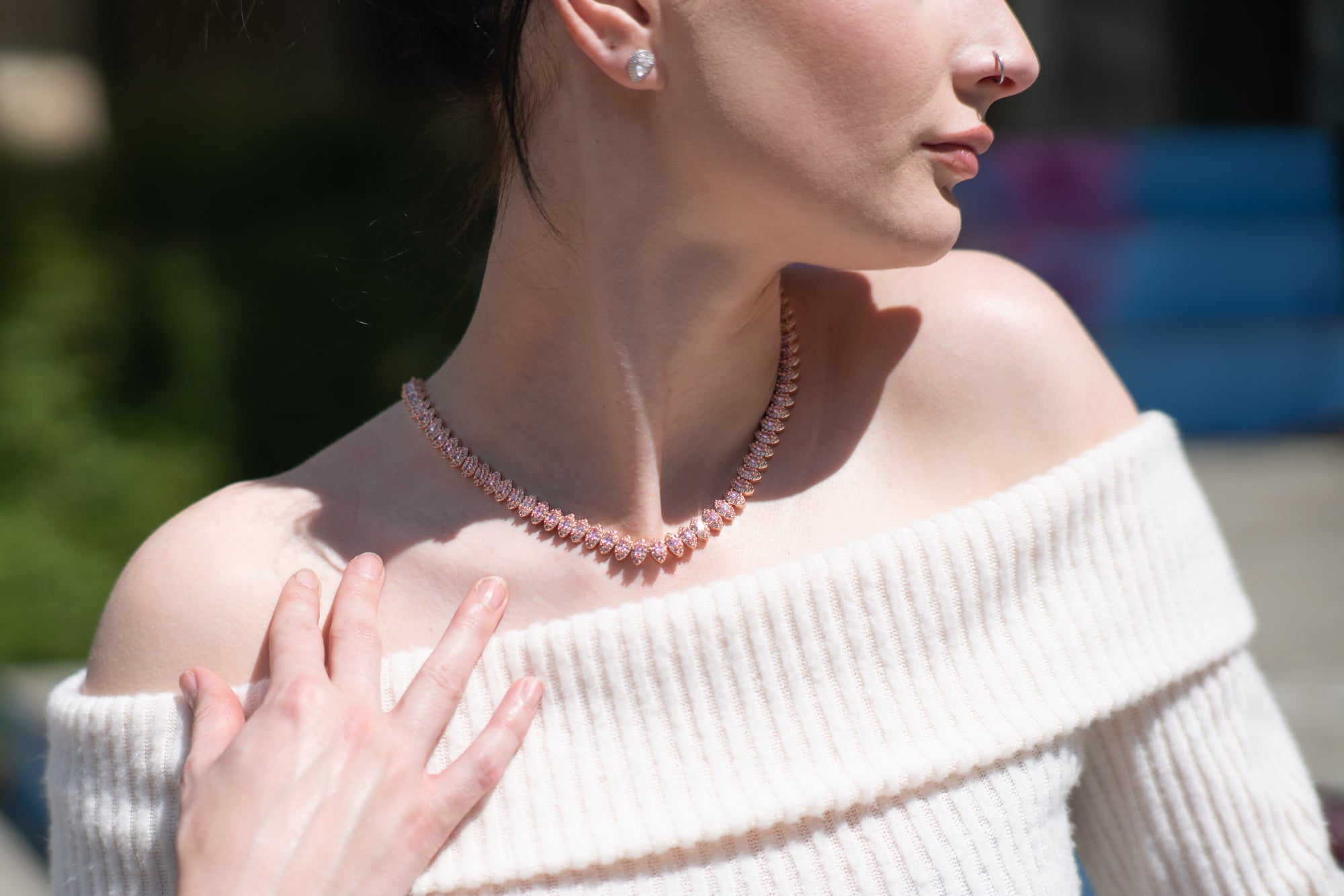 8MM Pink Almond Tennis Chain