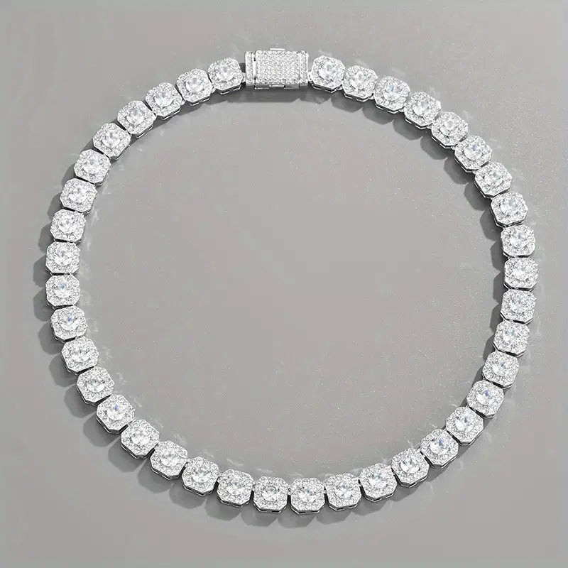 5MM CLUSTERED TENNIS CHAIN - WHITE GOLD