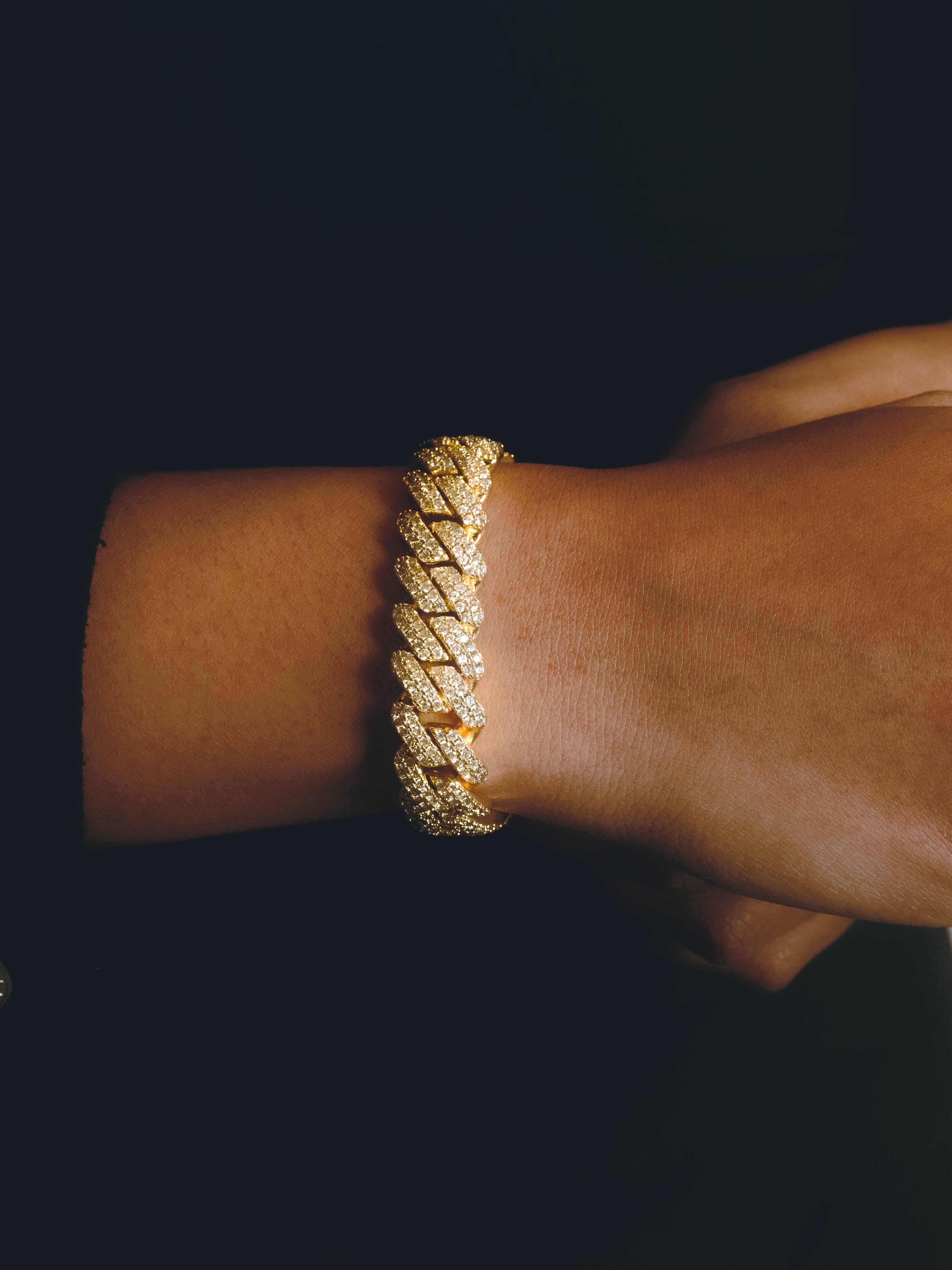 12MM Iced Cuban Bracelet - Gold