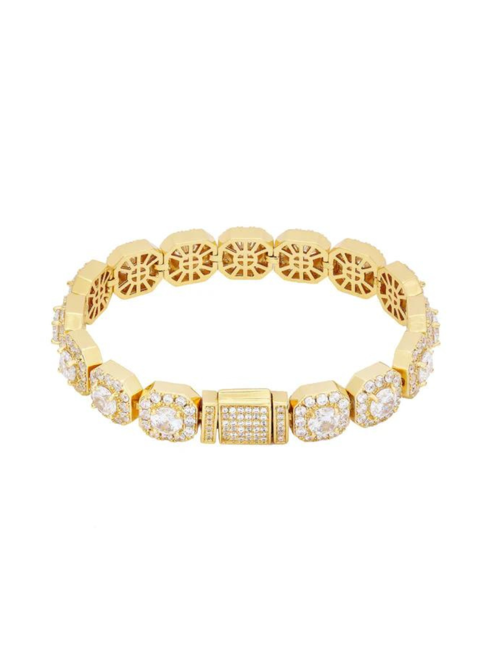 12MM Clustered Tennis Bracelet - Gold