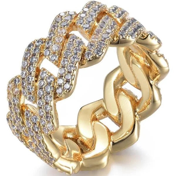 CUBAN ICED CHAIN RING - GOLD