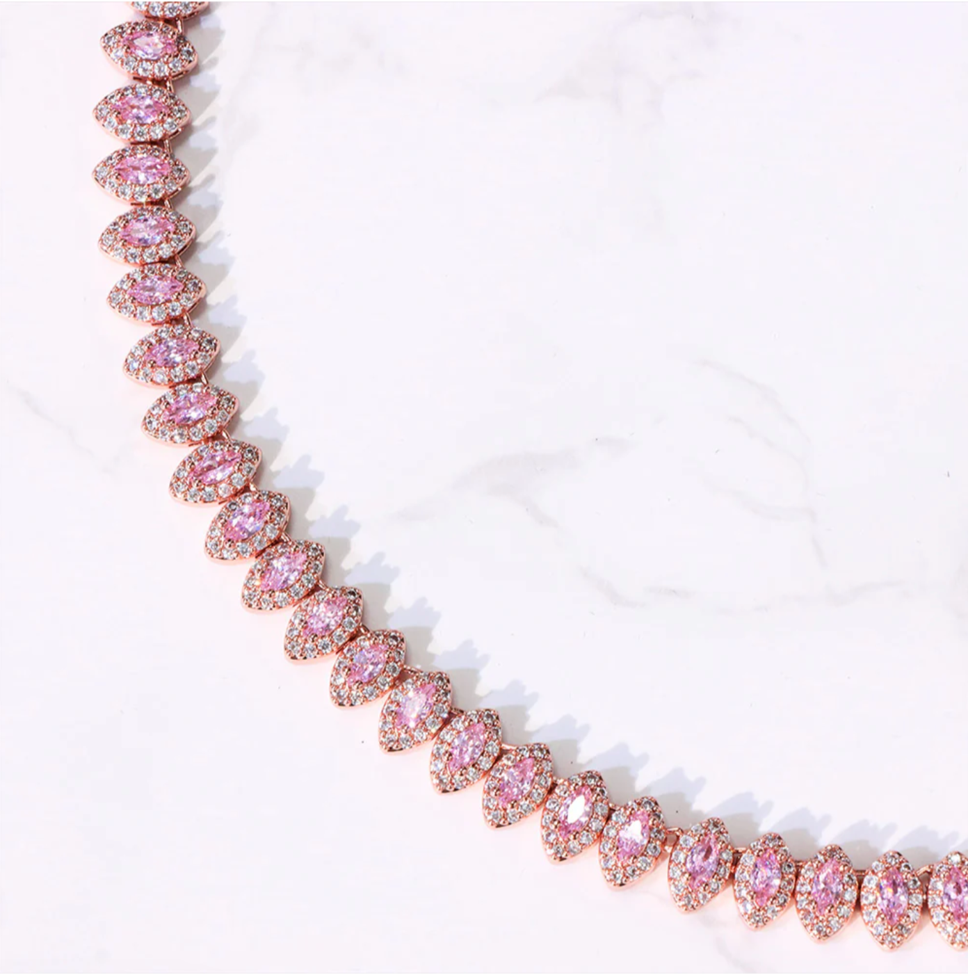 8MM Pink Almond Tennis Chain